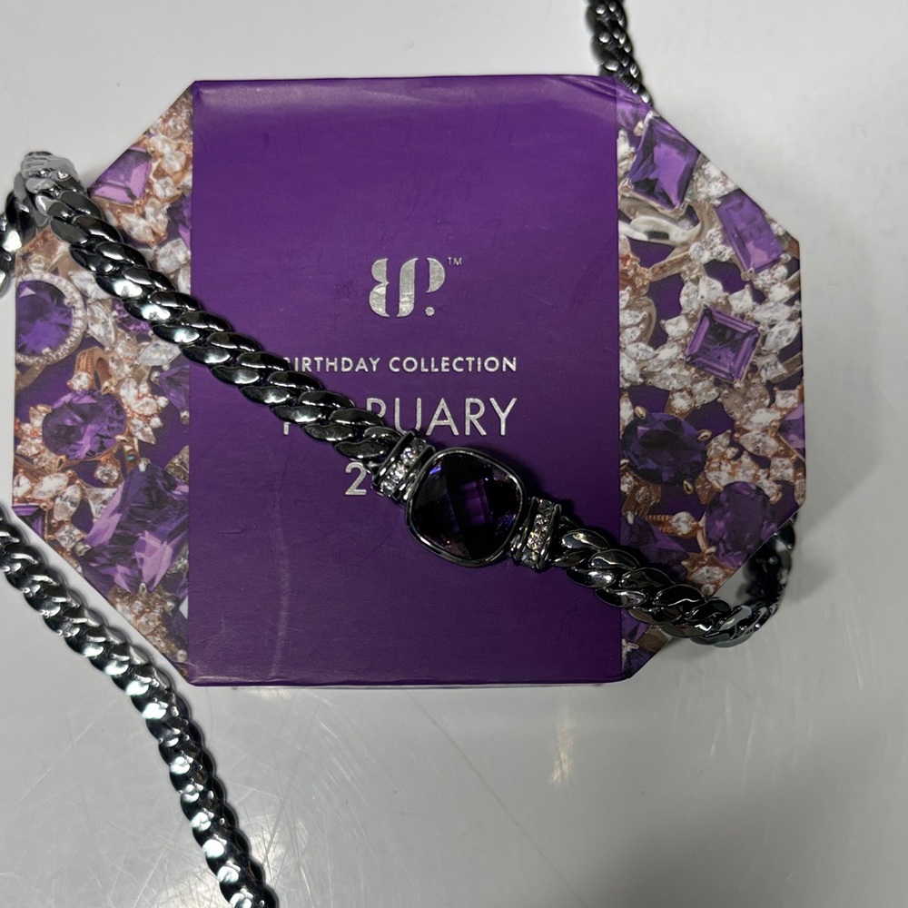 Elegant Silver Necklace with Purple Accents